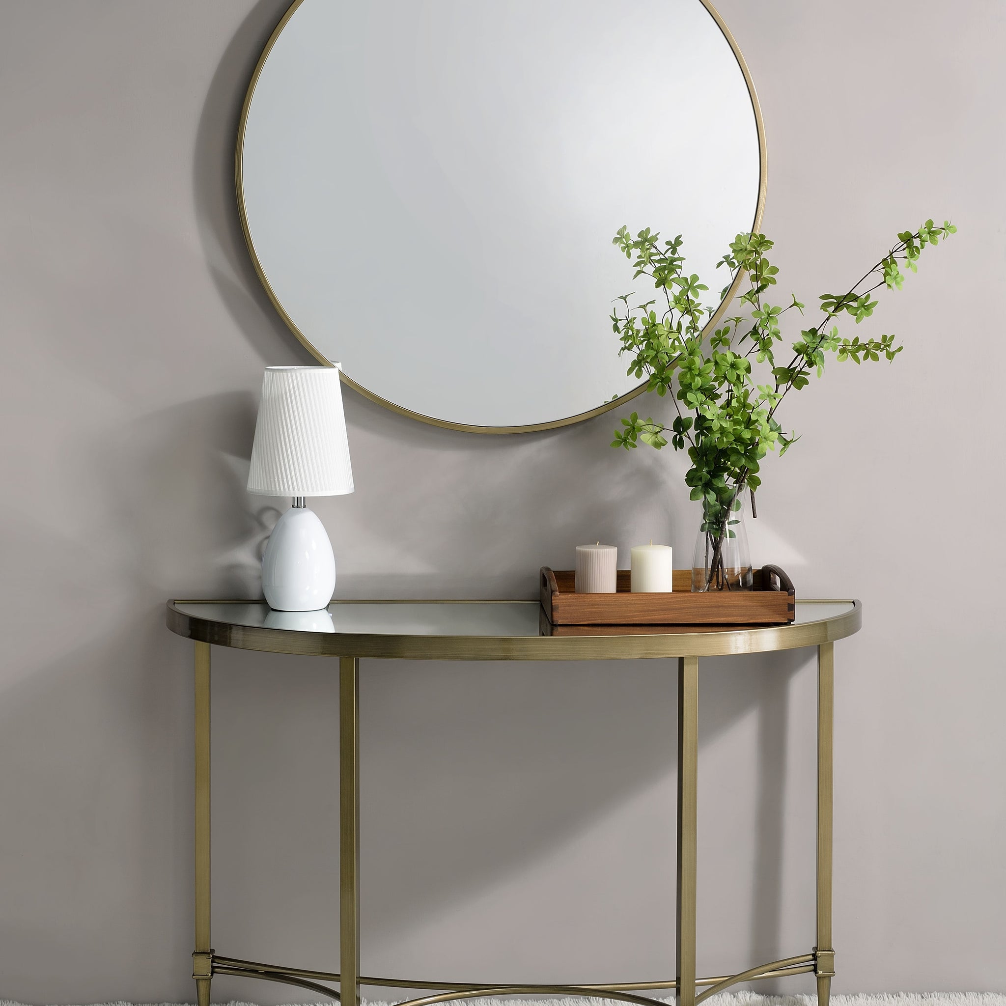 Aditya Console Table W Mirror, Mirrored & Antique Brass Finish Ac02737 Antique Brass Metal