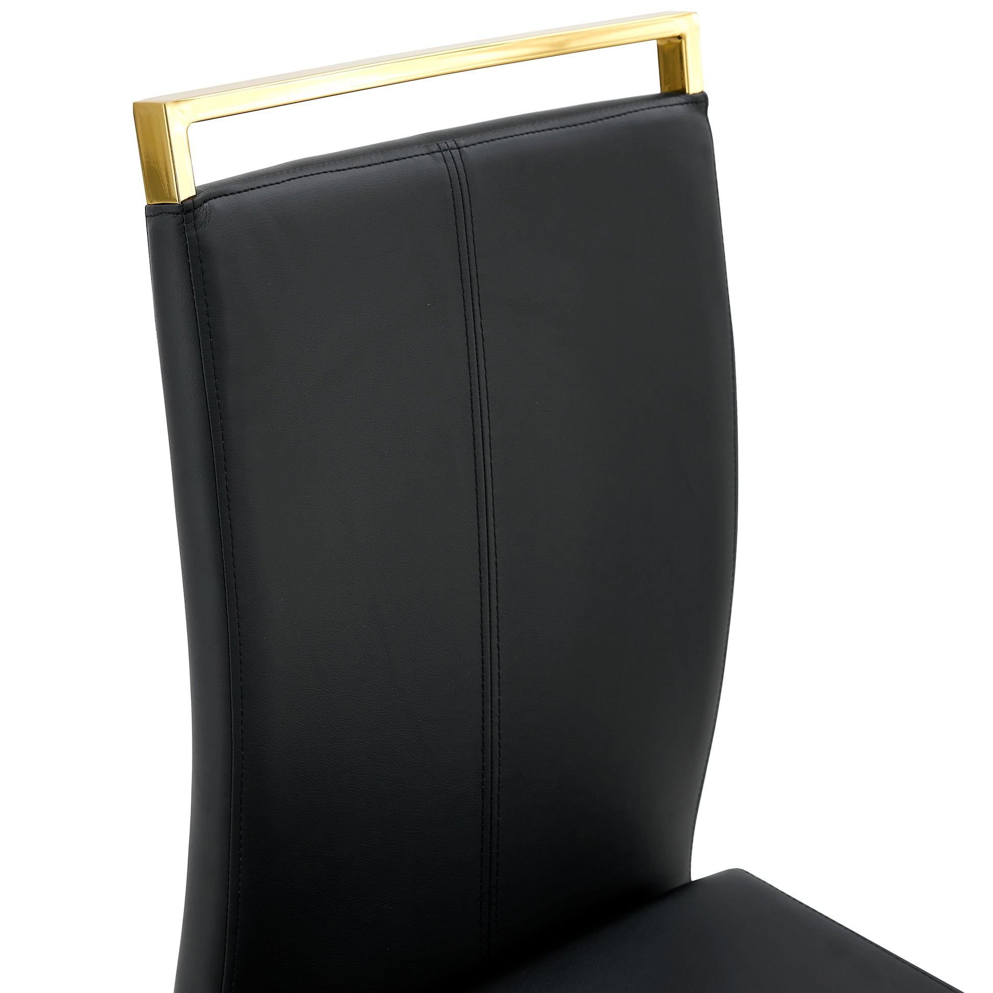 1 Table And 4 Chairs. Modern, Simple And Luxurious Black Imitation Marble Rectangular Dining Table And Desk With 4 Black Pu Gold Plated Leg Chairs 63'' X 35.4'' X 30'' Black Mdf
