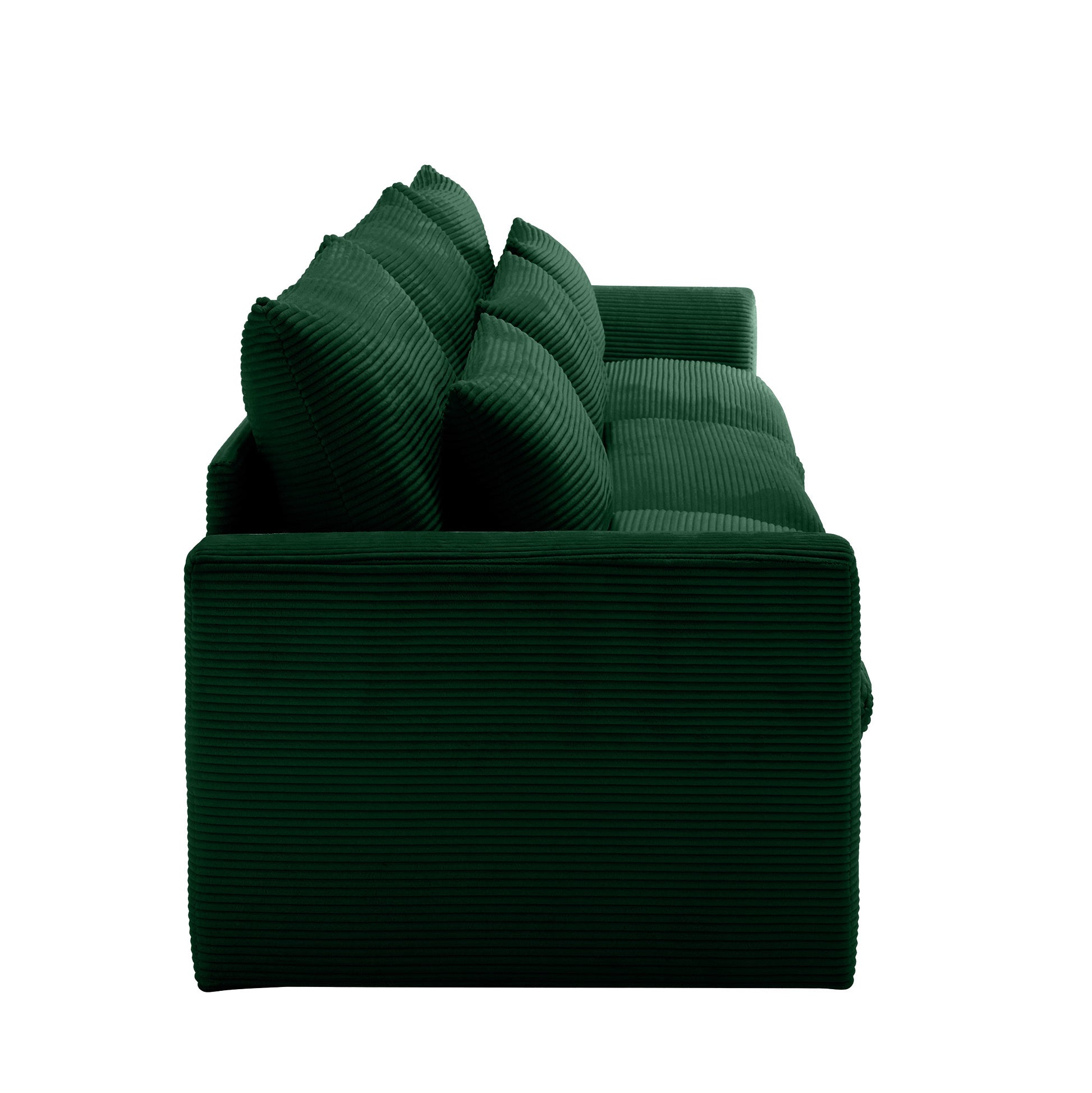 3 Seater Deep Seat Couches For Living Room, Wide And Deep Seat Comfy Living Roo Sofas With 3 Waist Pillows, Green Corduroy Green Corduroy 3 Seat