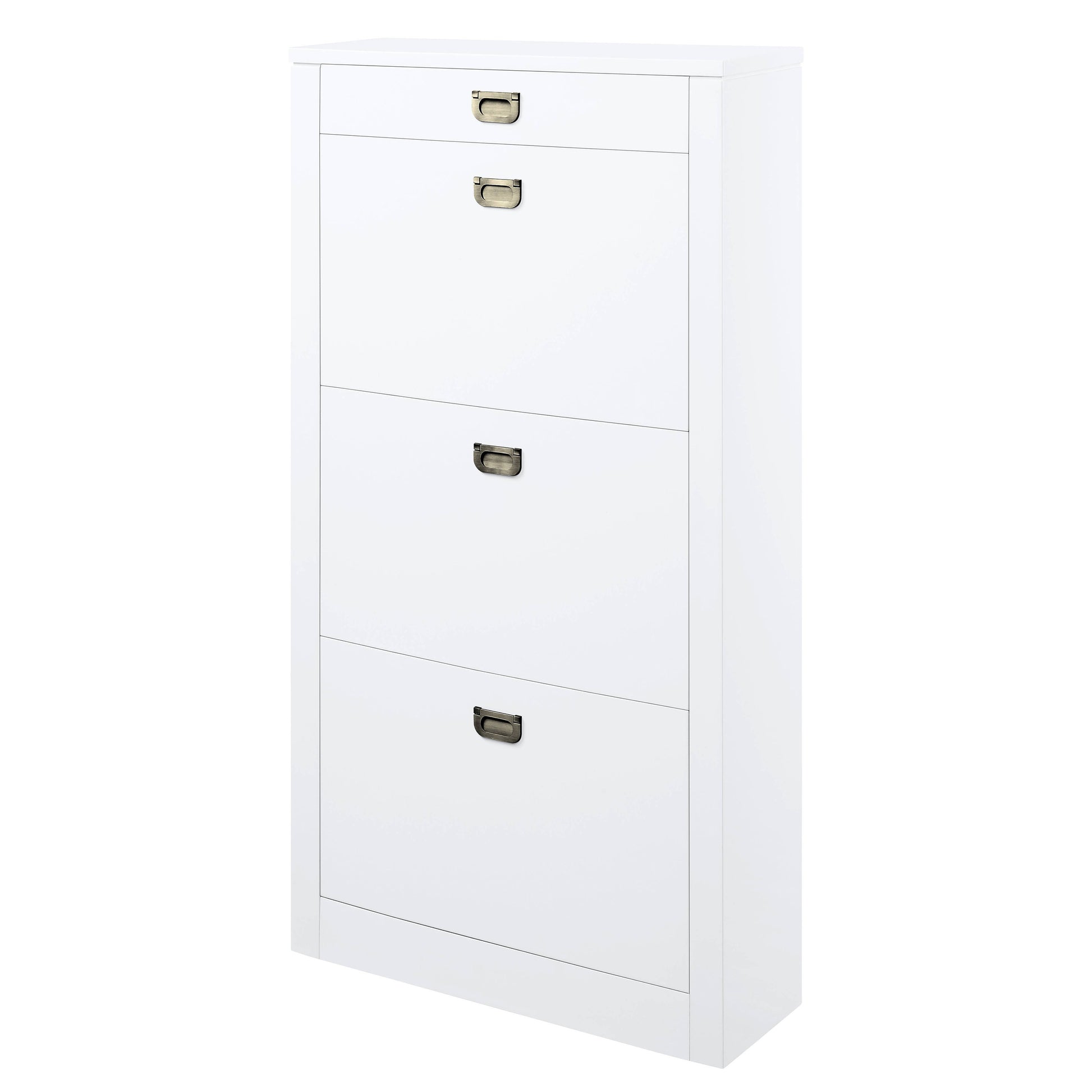 Bailey White High Gloss Shoe Cabinet With 4 Drawers Freestanding White Primary Living Space Drawers Included Modern Wood Metal