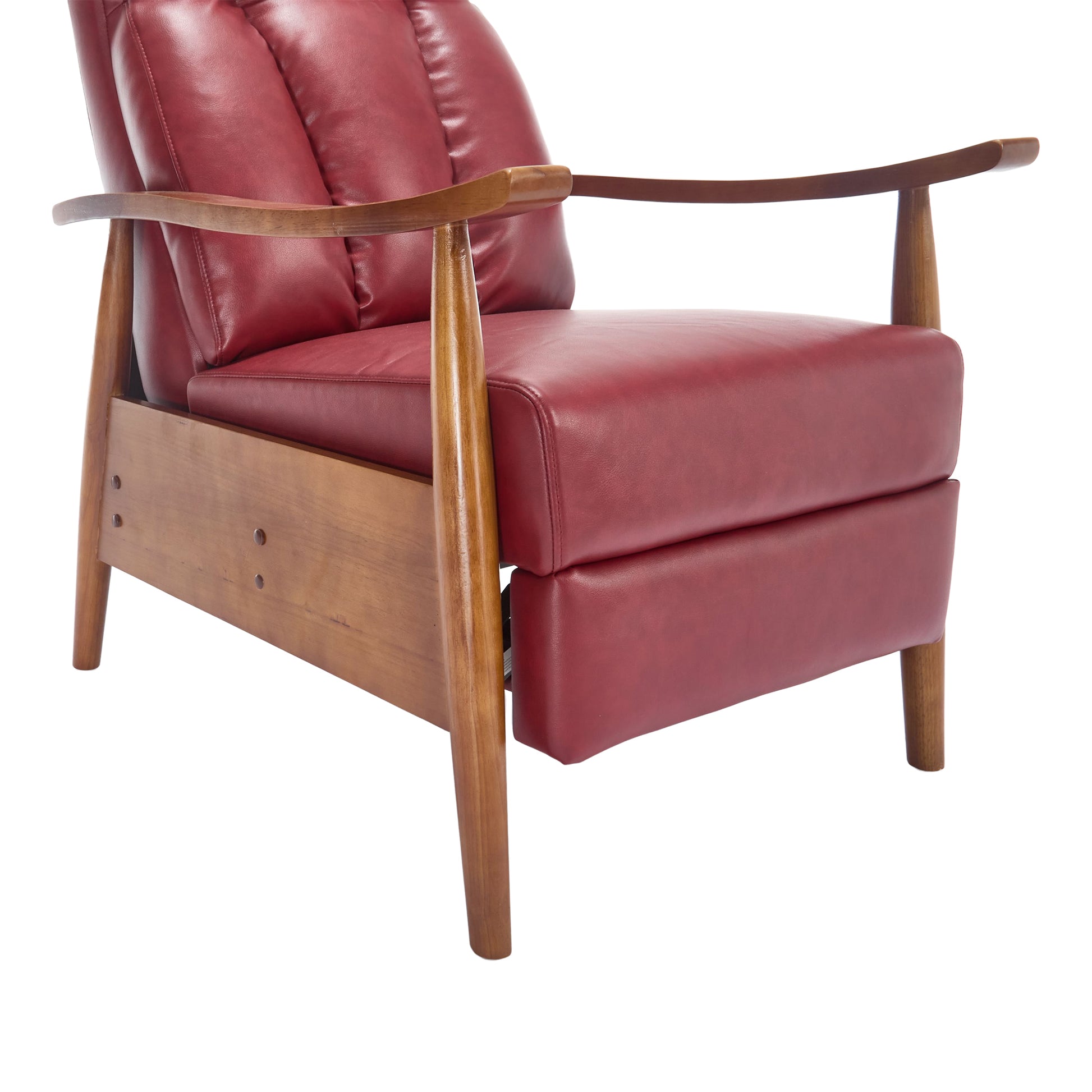 Coolmore Wood Frame Armchair, Modern Accent Chair Lounge Chair For Living Room Wine Red Pu Leather