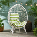 Gianni Teardrop Chair White Green Pe Rattan Iron Waterproof Fabric