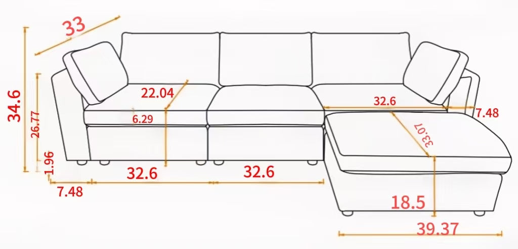 Modular Grey Sofa Fabric, Simple And Grand, The Seat And Back Is Very Soft. This Is Also A Knock Down Sofa Grey Brown Chenille Wood Primary Living Space Medium Firm Light Duty Victorian Rectangle Acacia Rolled Arms Chenille 4 Seat