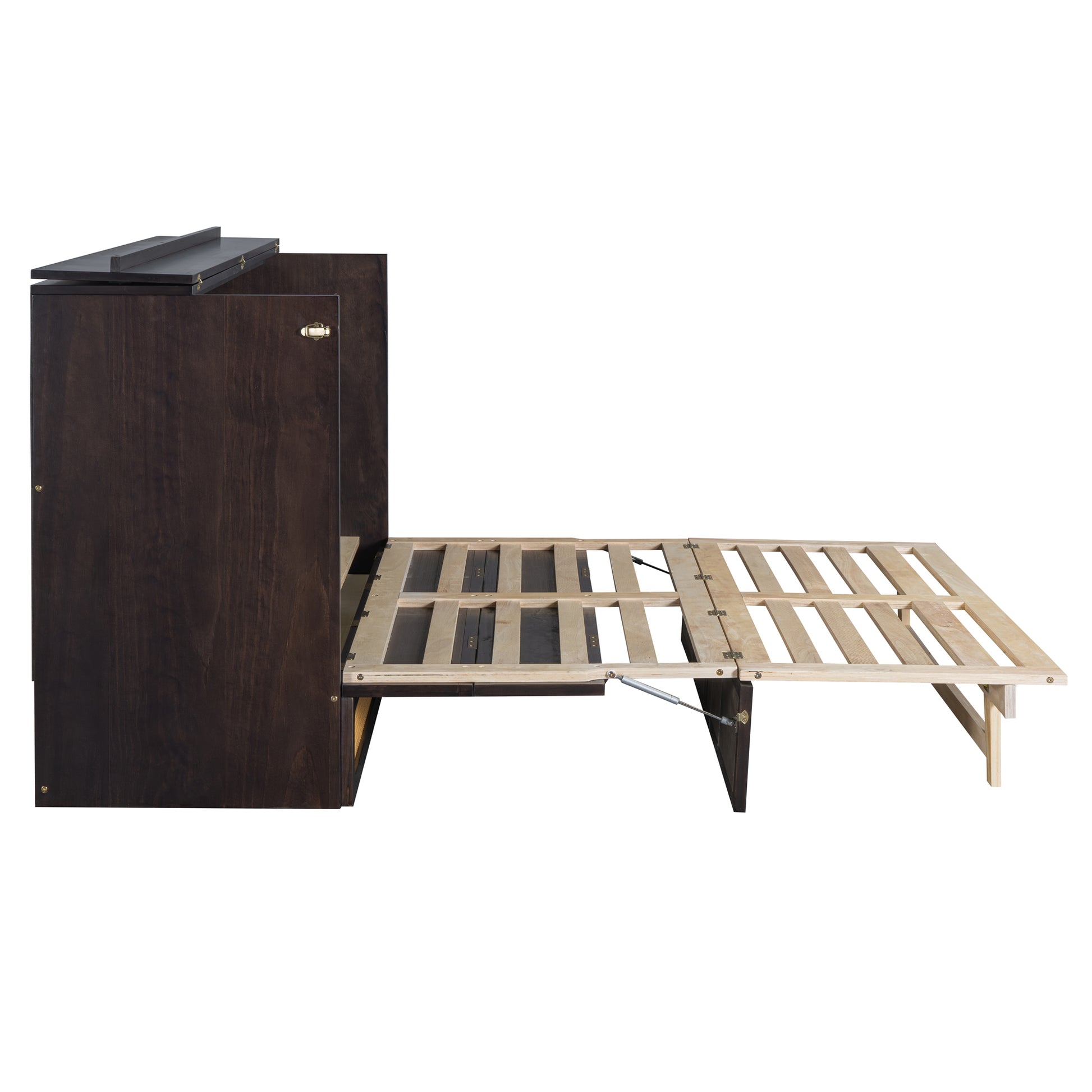 Queen Murphy Bed With Large Drawers,Espresso Queen Espresso Plywood