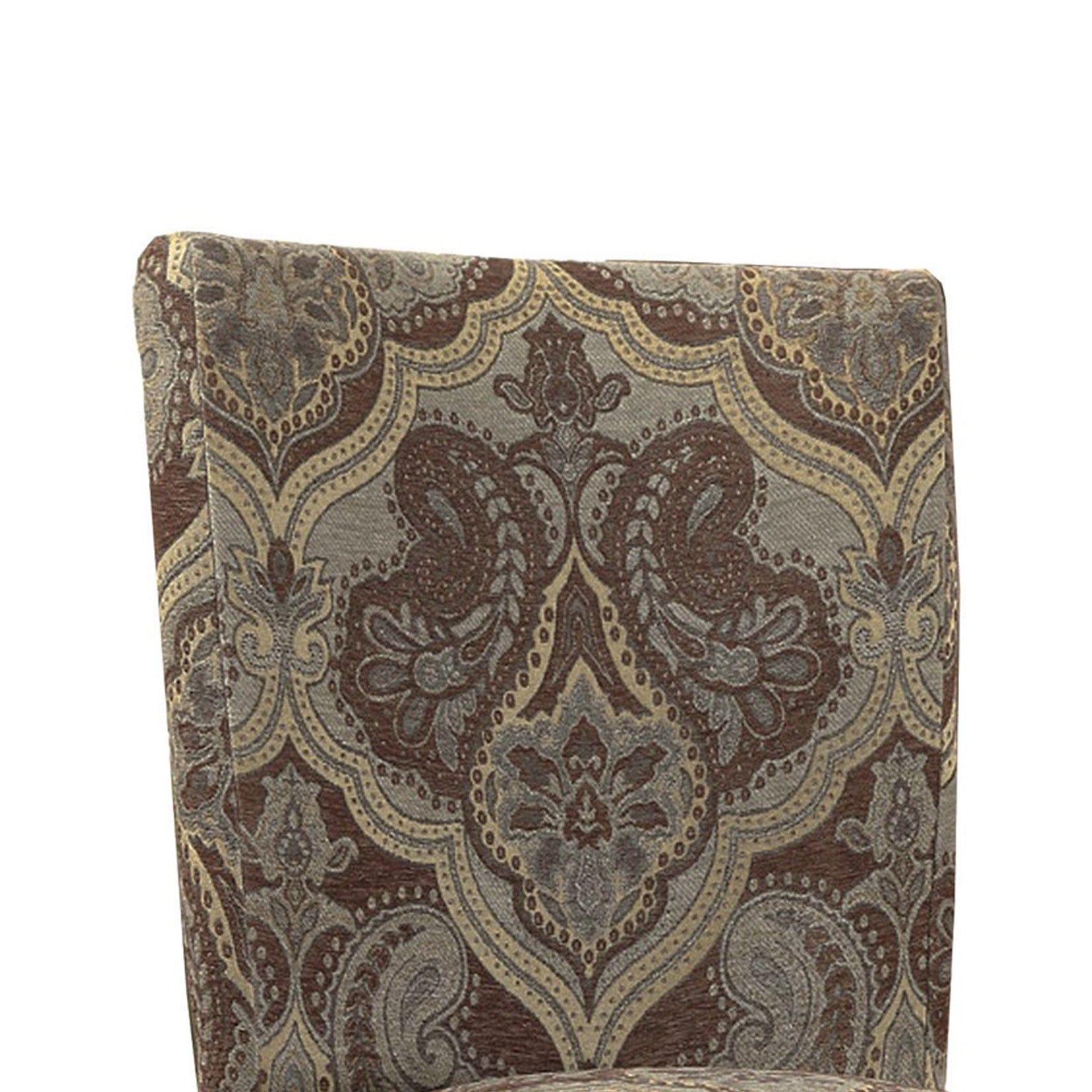 Fabric Upholstered Wooden Parson Chair With Paisley Print, Multicolor, Set Of Two Multicolor Wood Fabric