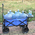 Folding Wagon Garden Shopping Beach Cart Blue Blue Metal