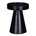 Glam 16 In. Solid Wood Round Pedestal End Side Table, Living Room Sofa Side Accent Table, Black Black Primary Living Space Industrial Freestanding Mango Coffee & End Tables Round Solid Wood Pedestal