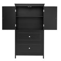 Bathroom Storage Cabinet, Cabinet With Two Doors And Drawers, Adjustable Shelf, Mdf Board, Black Black Mdf