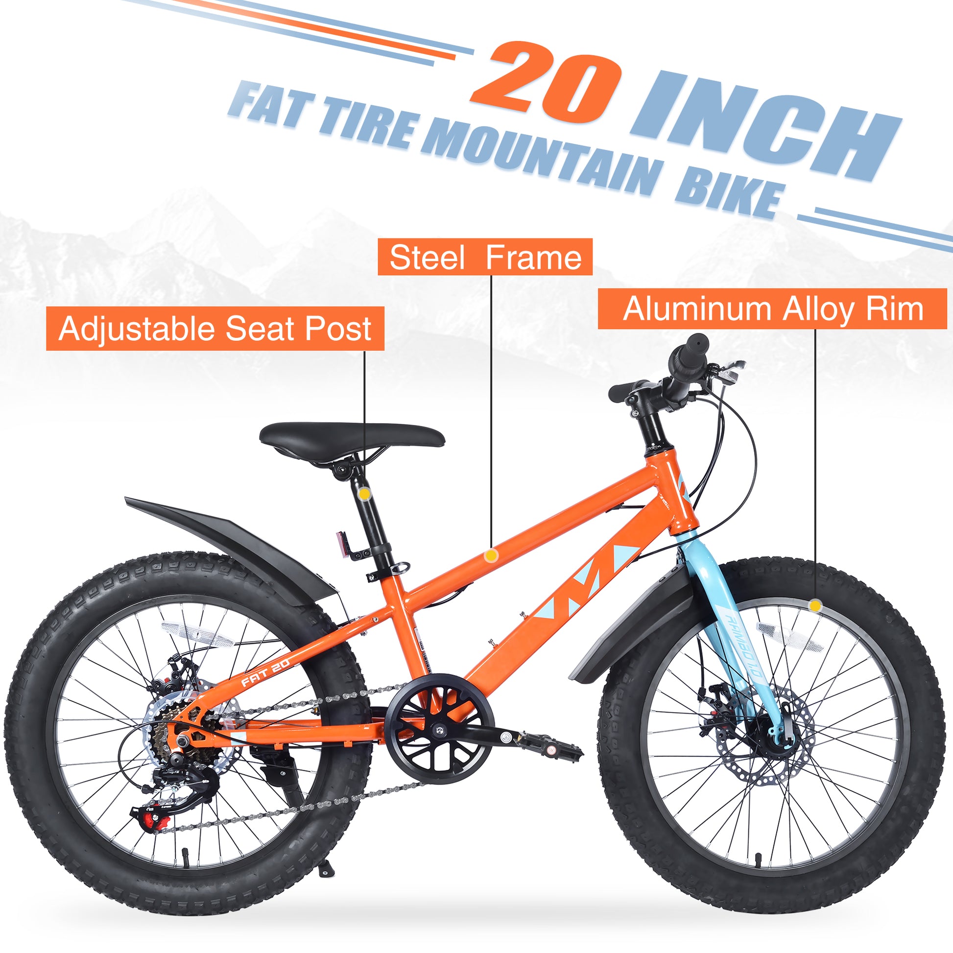 20 Inch Kids Bicyclesfat Tire Mountain Bike For Boys And Girls Age Y