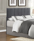 1Pc Headboard Queen Full Gray Fabric Upholstery Padded Vertical Channel Tufted Queen Gray Bedroom Polyester Engineered Wood