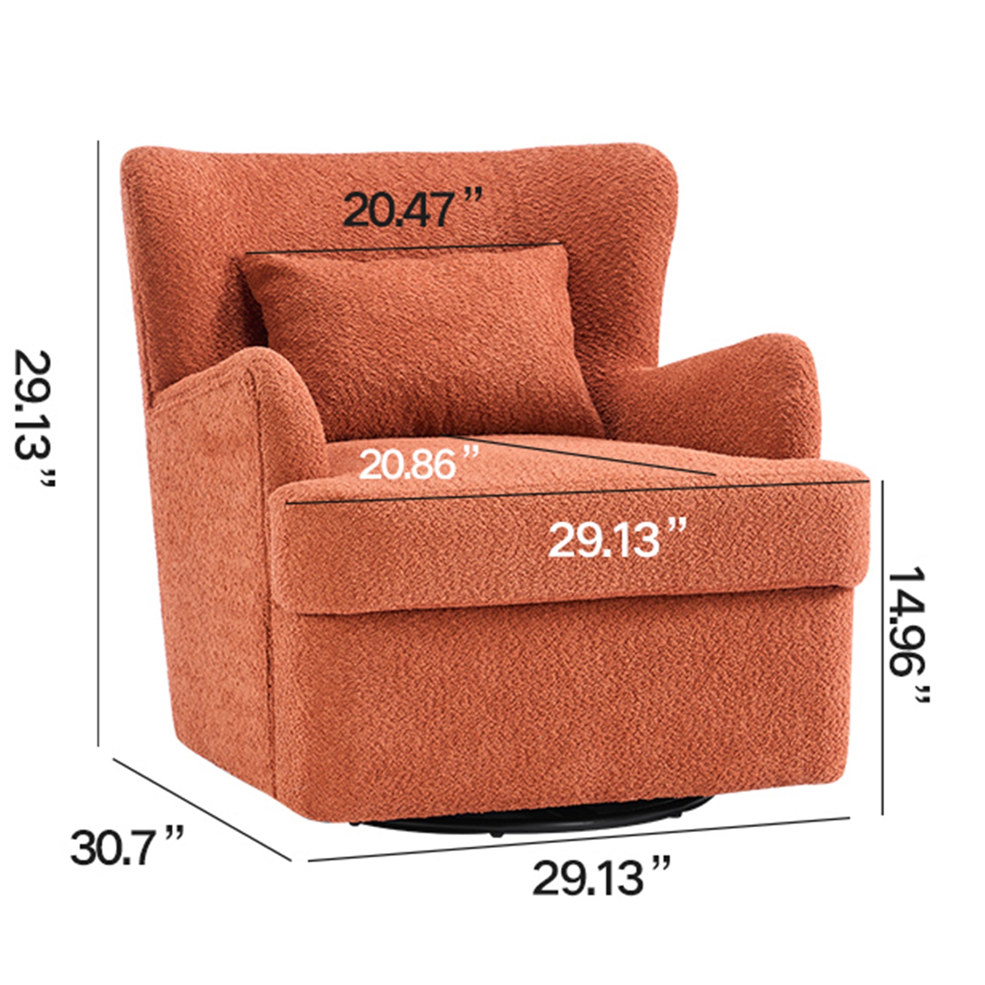 Modern Luxury Velvet Swivel Chair, 360 Swivel Comfort Round Armchair, Single Sofa Chair With Lounge Seat For Bedroom Office Reading Space, Set Of 1 ,Orange Orange Wood