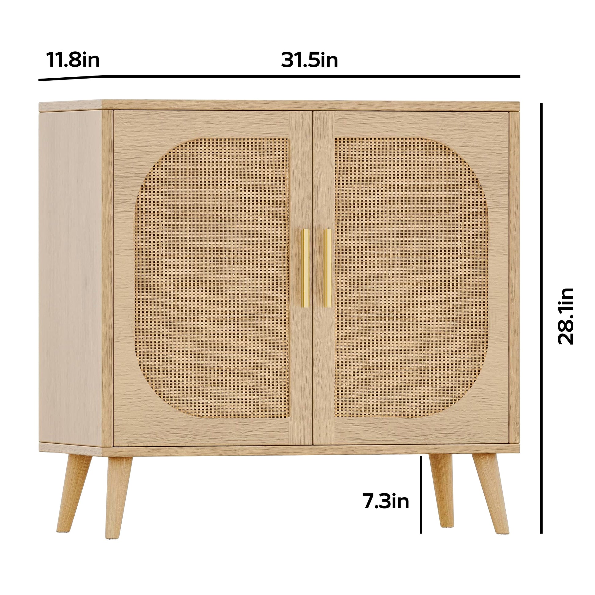 Buffet Cabinet With Storage, Accent Bathroom Floor Cabinet,With Two Doors And 4 Compartments Forstorage,Cabinet With Solid Wood Feet,Sideboard Cabinet For Hallway, Entry, Living Room, Natural Color Natural Particle Board