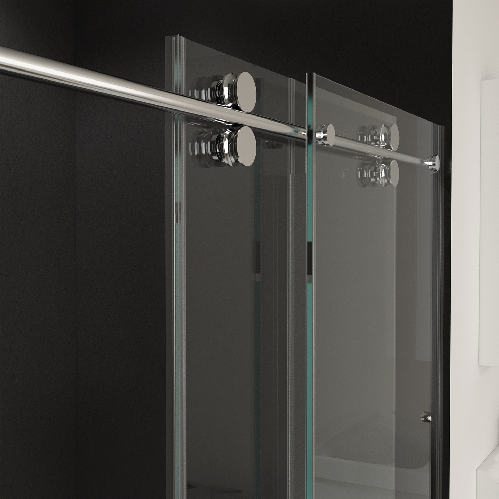 56" 60"W X 76"H Frameless , Sliding , With Premium 3 8" 10Mm Thick Tempered Glass Shower Enclosure ,Double Side Easy Clean Coat,Chrom Finished With Buffer Chrome Bathroom American Design Stainless Steel