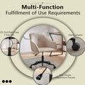 Velvet Office Desk Chair, Modern Home Desk Chair With Wheelsvanity Chairs For Living Room, Bedroom,Study Room Light Camel Foam Polyester Blend