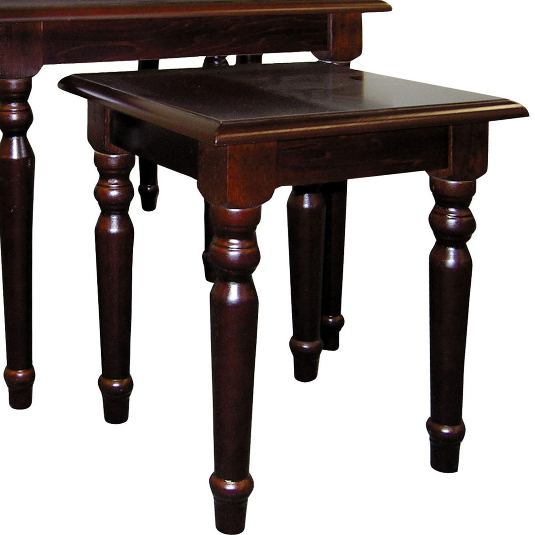 3 Piece Wooden Nesting Table Set, Dark Cherry Finish Cherry Wood