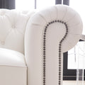 Traditional Tufted Leather Chesterfield Chair White Leather