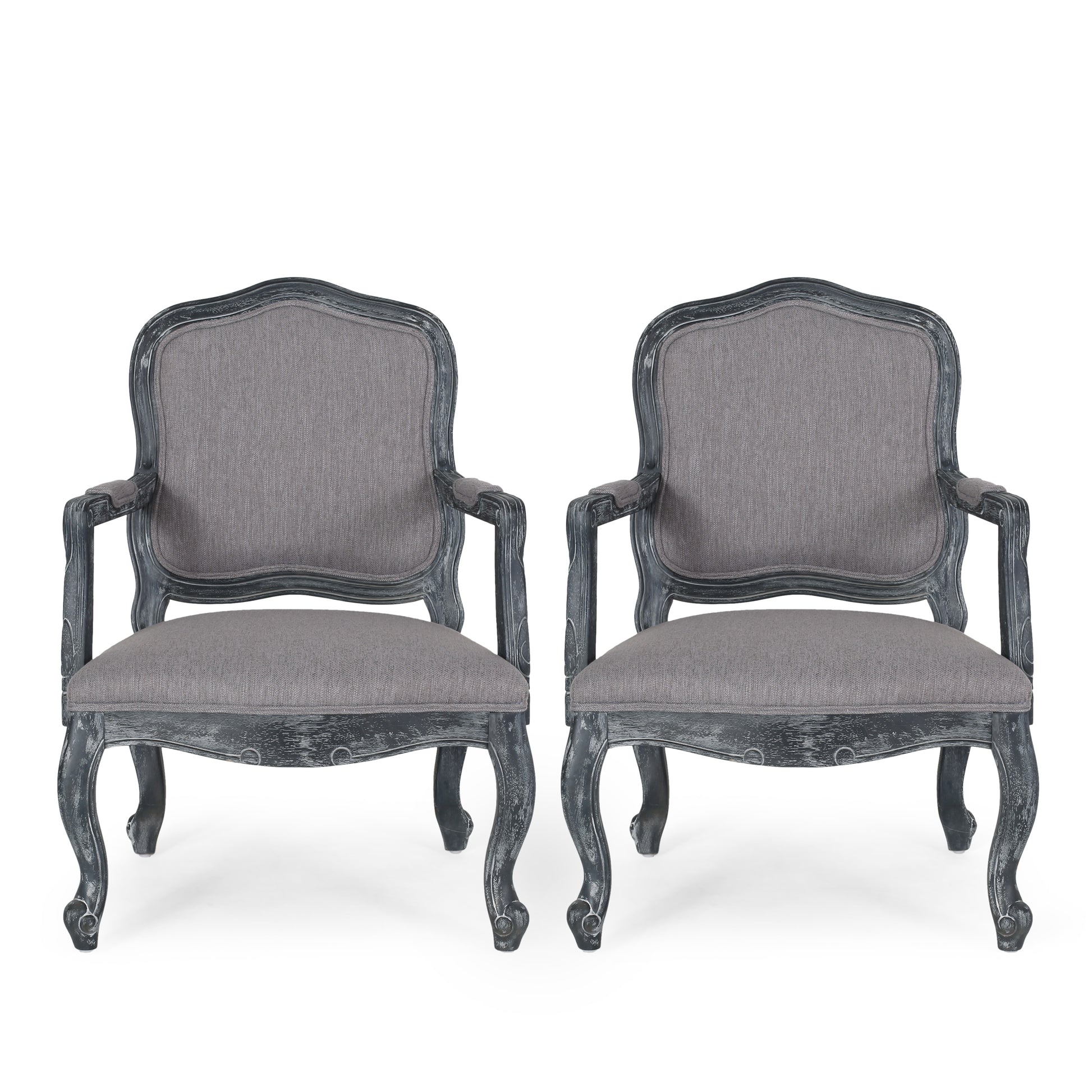 Dining Chair Set Of 2 Grey Fabric