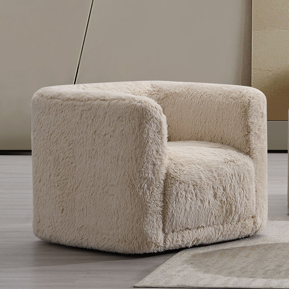 Beige Swivel Accent Chair Beige Primary Living Space Linen