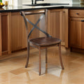 Convenient Metal Accented Side Chairs In Rubberwood Set Of 2 Brown Brown Wood