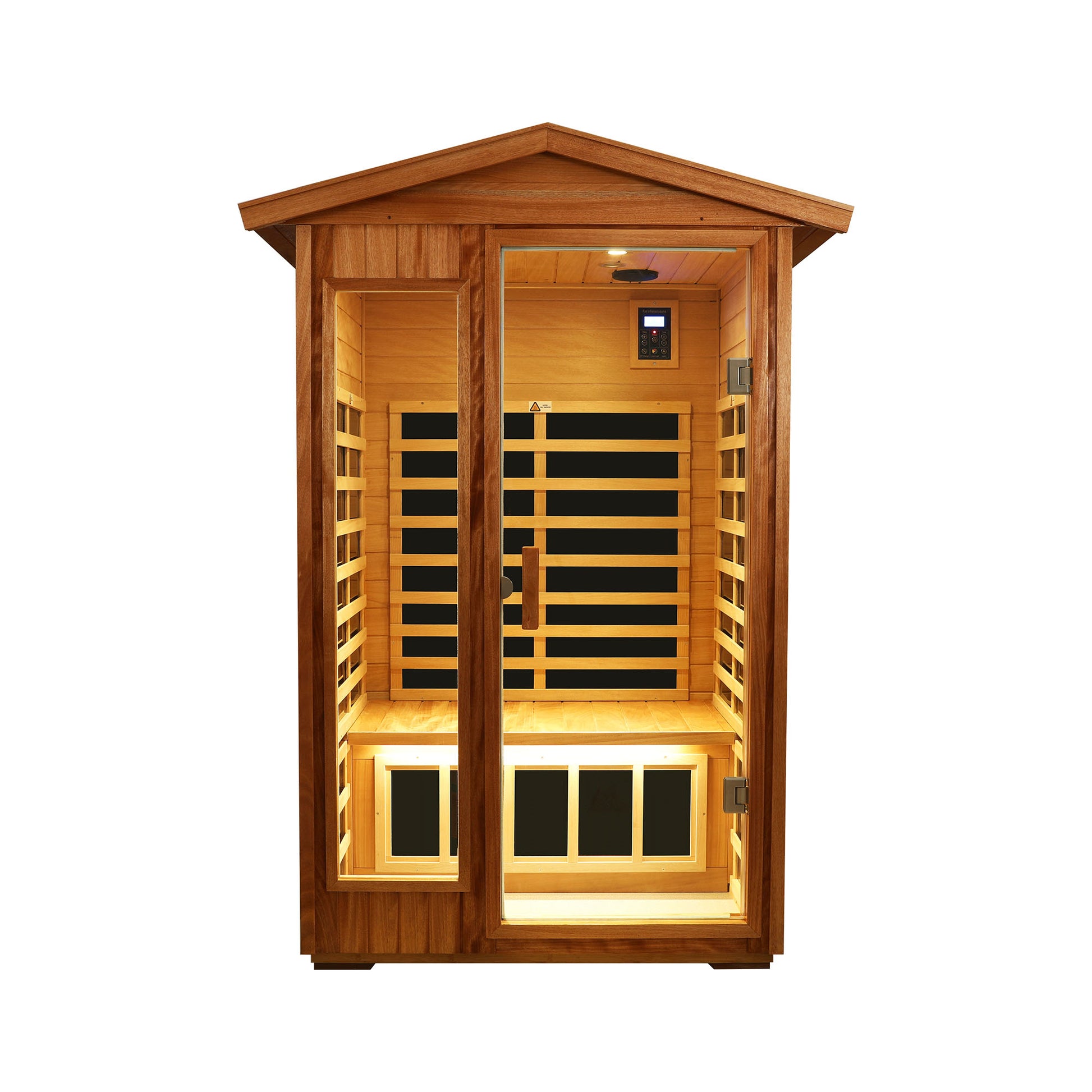 Two People Outdoor Okoume Wood Far Infrared Sauna Room Natural Wood Metal & Wood