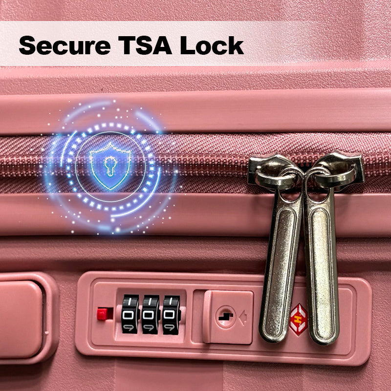 Hardside Luggage Sets 3 Pieces, Expandable Luggages Spinner Suitcase With Tsa Lock Lightweight Carry On Luggage 20Inch 24Inch 28Inch Rose Gold Polypropylene