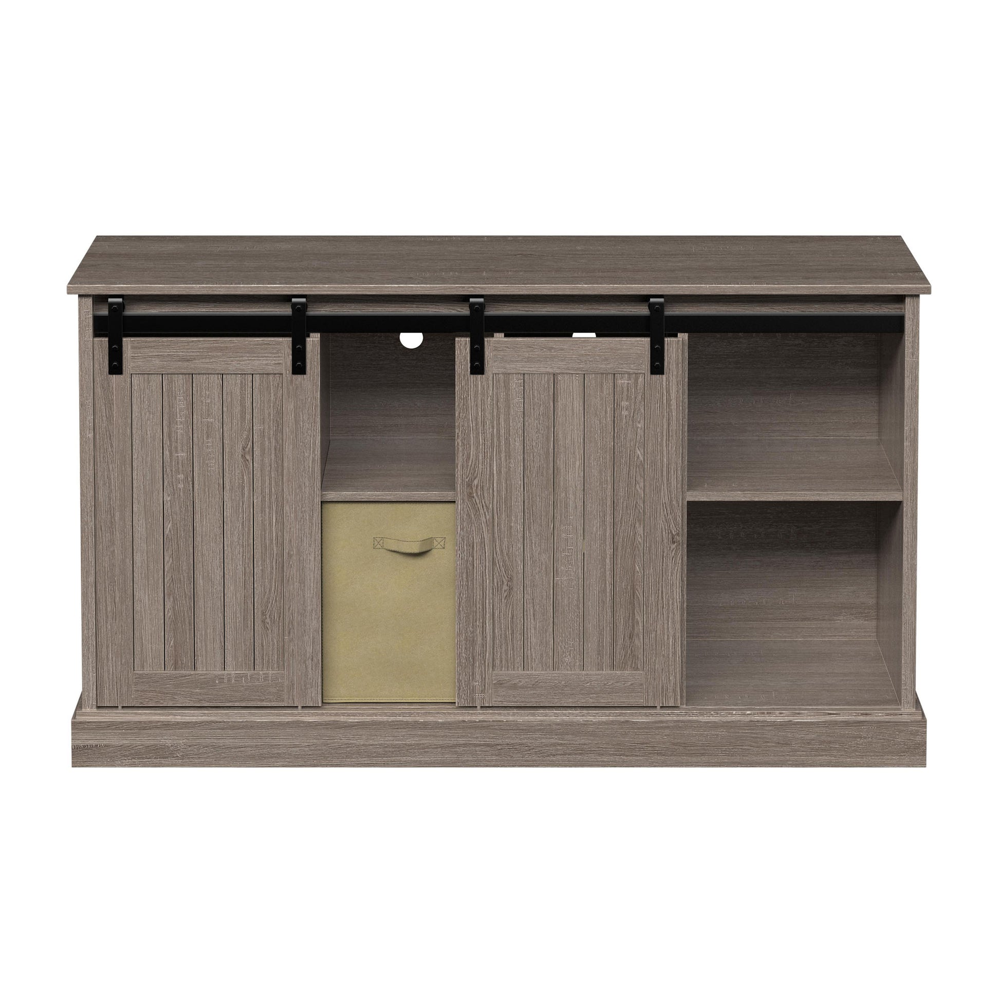 Lincoln Farmhouse 60 Inch Tv Stand For Tvs Up To 65 Inches, Stonewash Grey Finish Grey 60 69 Inches Mdf Mdf