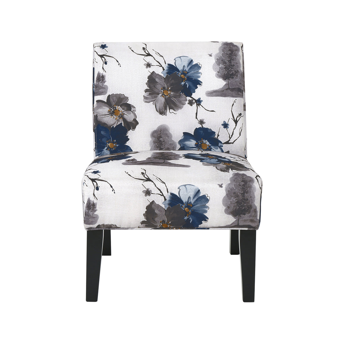 Accent Chair Blue Multi Fabric