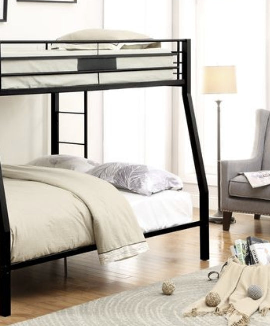 Limbra Sandy Black Finish Full Xl Queen Bunk Bed Black Metal