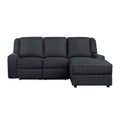 2 Piece Reclining Sectional With Right Chaise Chenille Fabric Upholstery Drop Down Cup Holders Modern Living Room Furniture Ebony Chenille Primary Living Space Plywood,Solid Wood 3 Seat