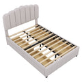 Full Size Upholstered Bed With 4 Storage Drawers,Wood Slat Support, Beige Full Beige Upholstered