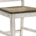 24 Inch Counter Height Chair, Set Of 2, Ash Brown Solid Wood, Antique White Brown White Solid Wood
