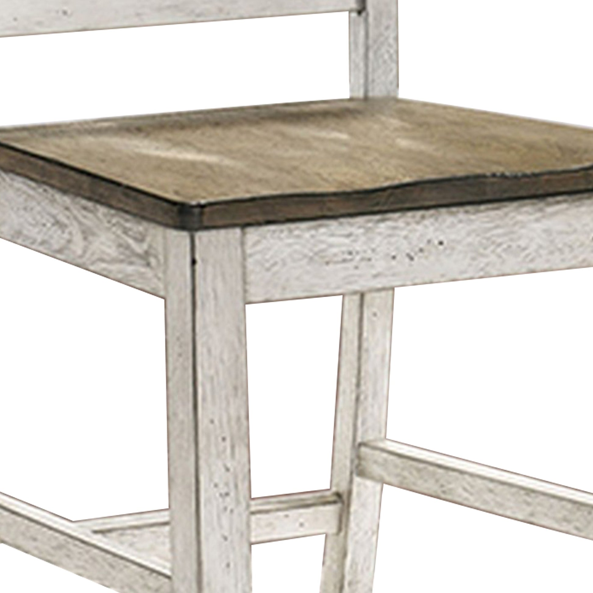 24 Inch Counter Height Chair, Set Of 2, Ash Brown Solid Wood, Antique White Brown White Solid Wood