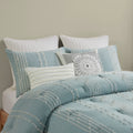 3 Piece Cotton Jacquard Comforter Set Aqua King Cal King King Aqua Cotton
