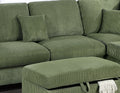 Gorgeous Sage Color 3Pc Sectional Set Corduroy Upholstered Laf Sofa Raf Chaise Ottoman L Sectional Living Room Furniture Sage Primary Living Space Cushion Back Contemporary,Modern L Shaped Rubberwood Rolled Arms Corduroy 6 Seat