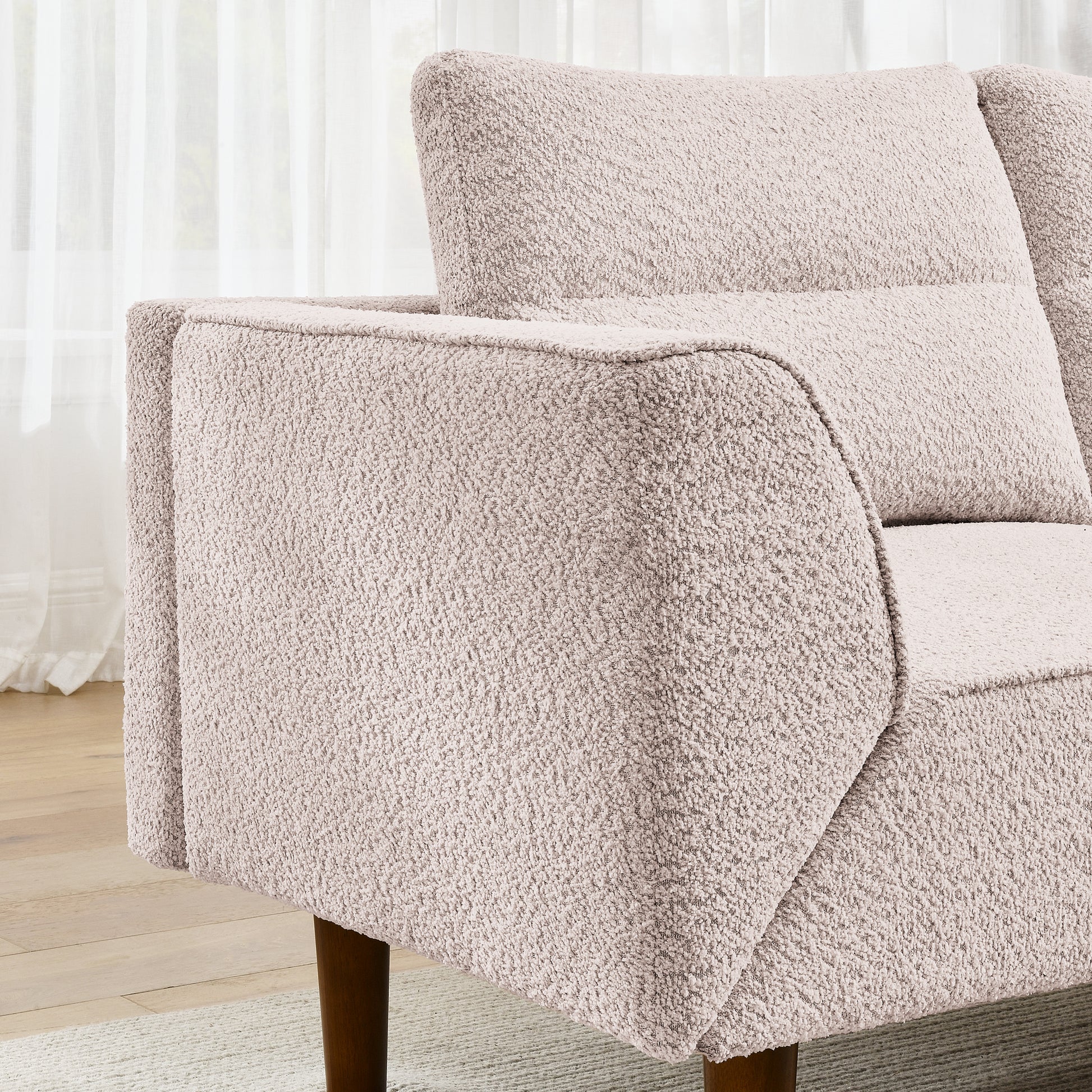 Convertible Futon Sofa Bed, Comfy Loveseat Sleeper Sofa With Adjustable Armrest, Strengthen Wood, Thick Padded Cushion, Small 2 Seater Couch For Living Room, Bedroom, Pink Pink Foam 2 Seat