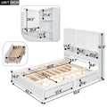 Queen Size Platform Bed With Storage Headboard And 4 Drawers, White Box Spring Not Required Queen White Wood Bedroom Bed Frame Solid Wood Mdf