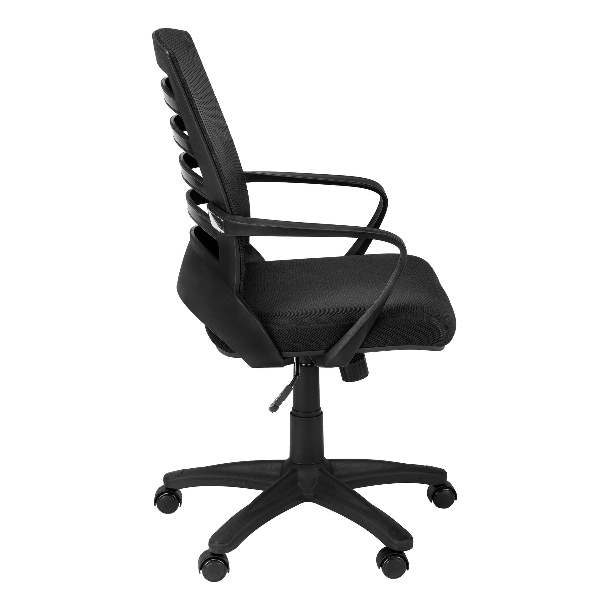 Office Chair, Adjustable Height, Swivel, Ergonomic, Armrests, Computer Desk, Work, Black Mesh, Black Metal, Contemporary, Modern Black Foam Polyester