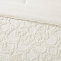 3 Piece Tufted Cotton Chenille Medallion Comforter Set Off White Full Queen Full Off White Cotton