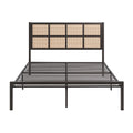 1Pc Eastern King Platform Bed, Metal Frame Dark Bronze Finish Faux Cane Panel Headboard Casual Coastal Bedroom Furniture, Bed In A Box Box Spring Not Required King Bronze Metal Bedroom Casual,Coastal Metal