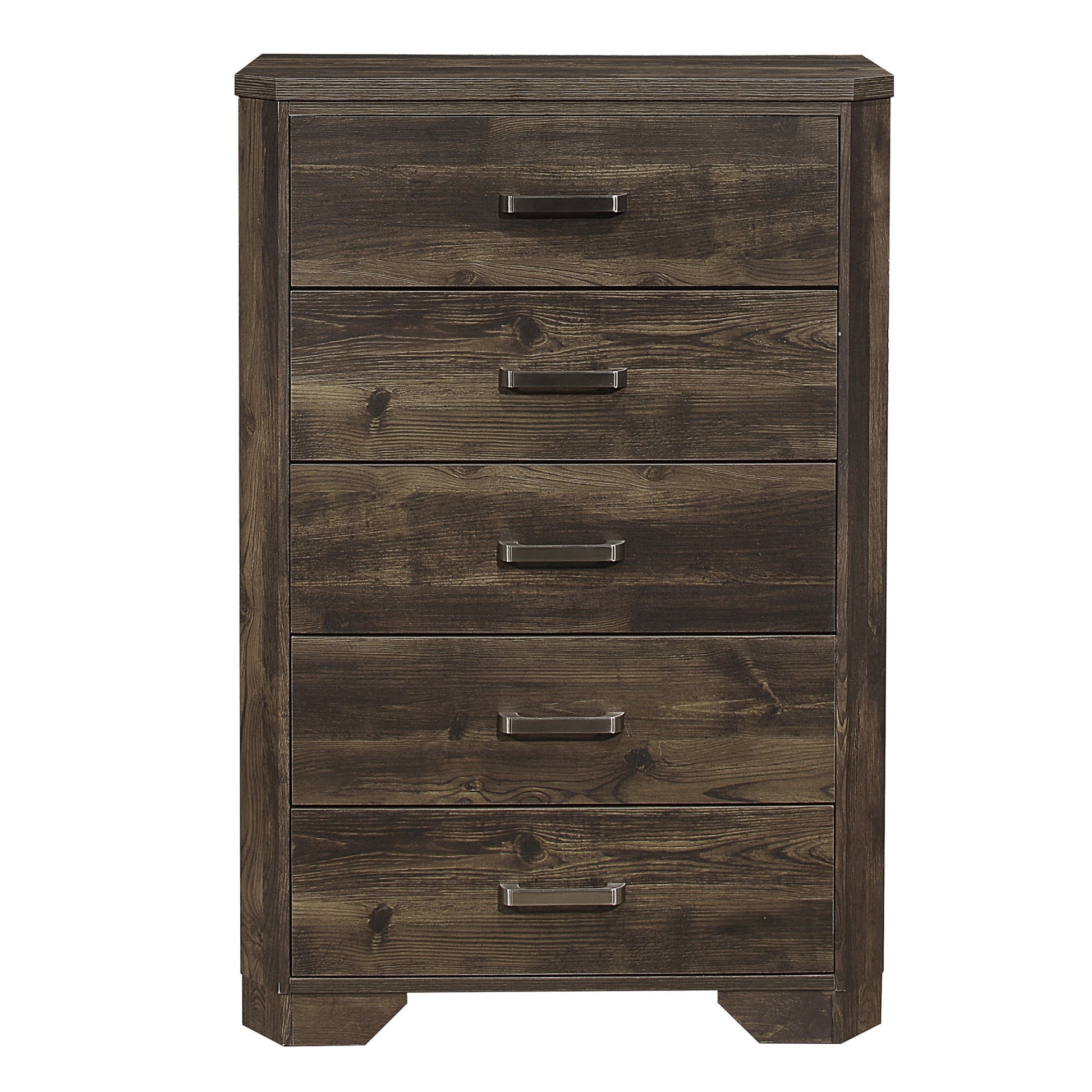 Rustic Brown Finish Chest With Storage Drawers Clipped Corners Transitional Style Wooden Bedroom Furniture 1Pc Brown Bedroom Transitional Wood