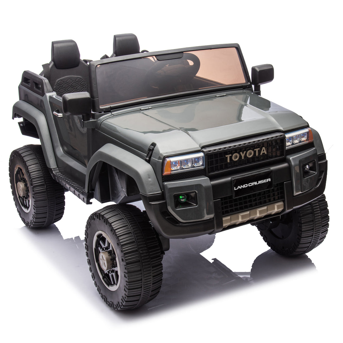 24V Two Seater Kids Ride On Car W Parents Remote Control, Licensed Toyota Lc250,4Wd,220W Motors,With Shovel,Three Point Seat Belt,Slow Start,Speed Adjustment,Bluetooth,Music For Kids Aged 3 . Gray 100 149 Lbs Polypropylene