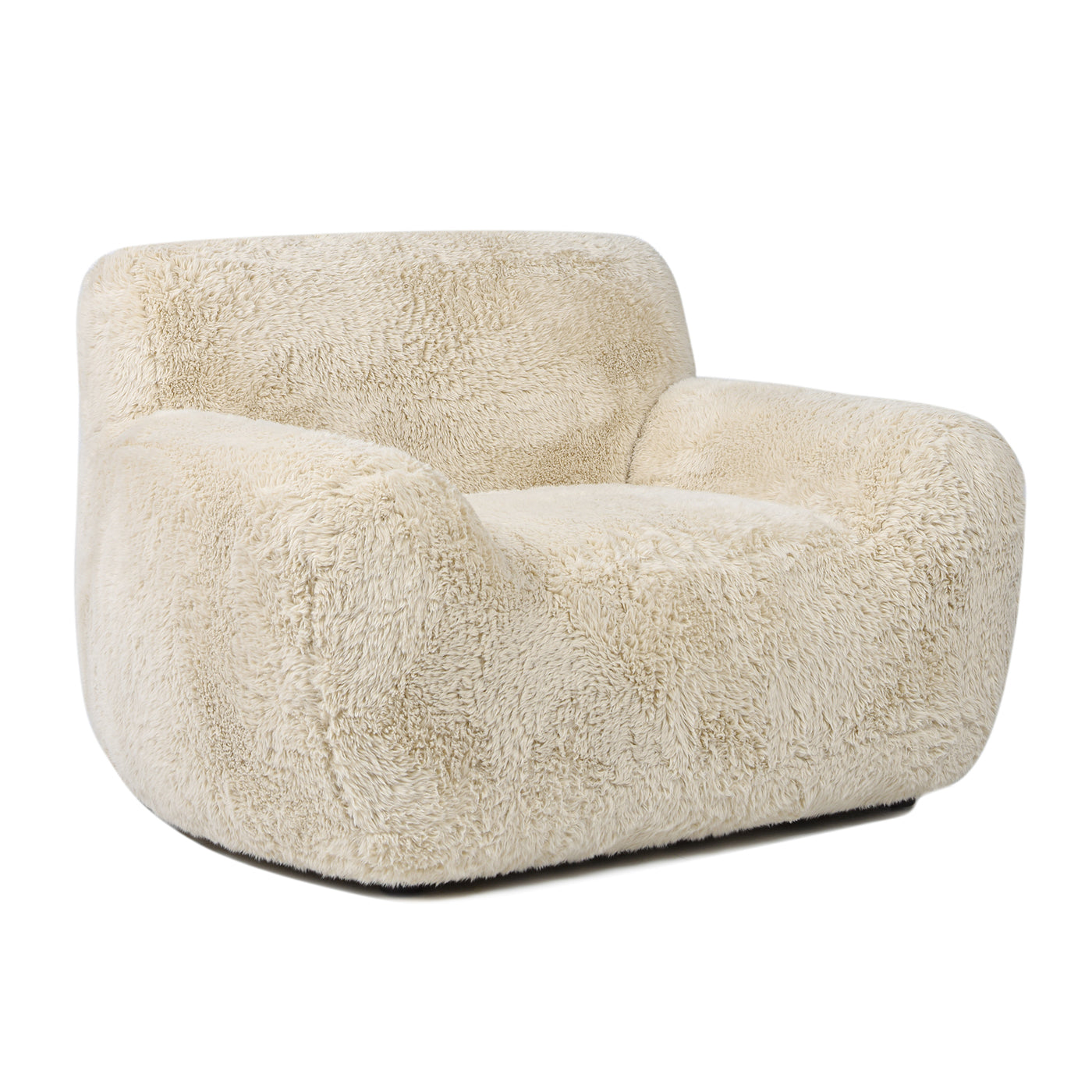 Summit 49" Faux Sheepskin Overstuffed Arm Chair, Cream Beige Faux Fur Cream Foam Faux Fur