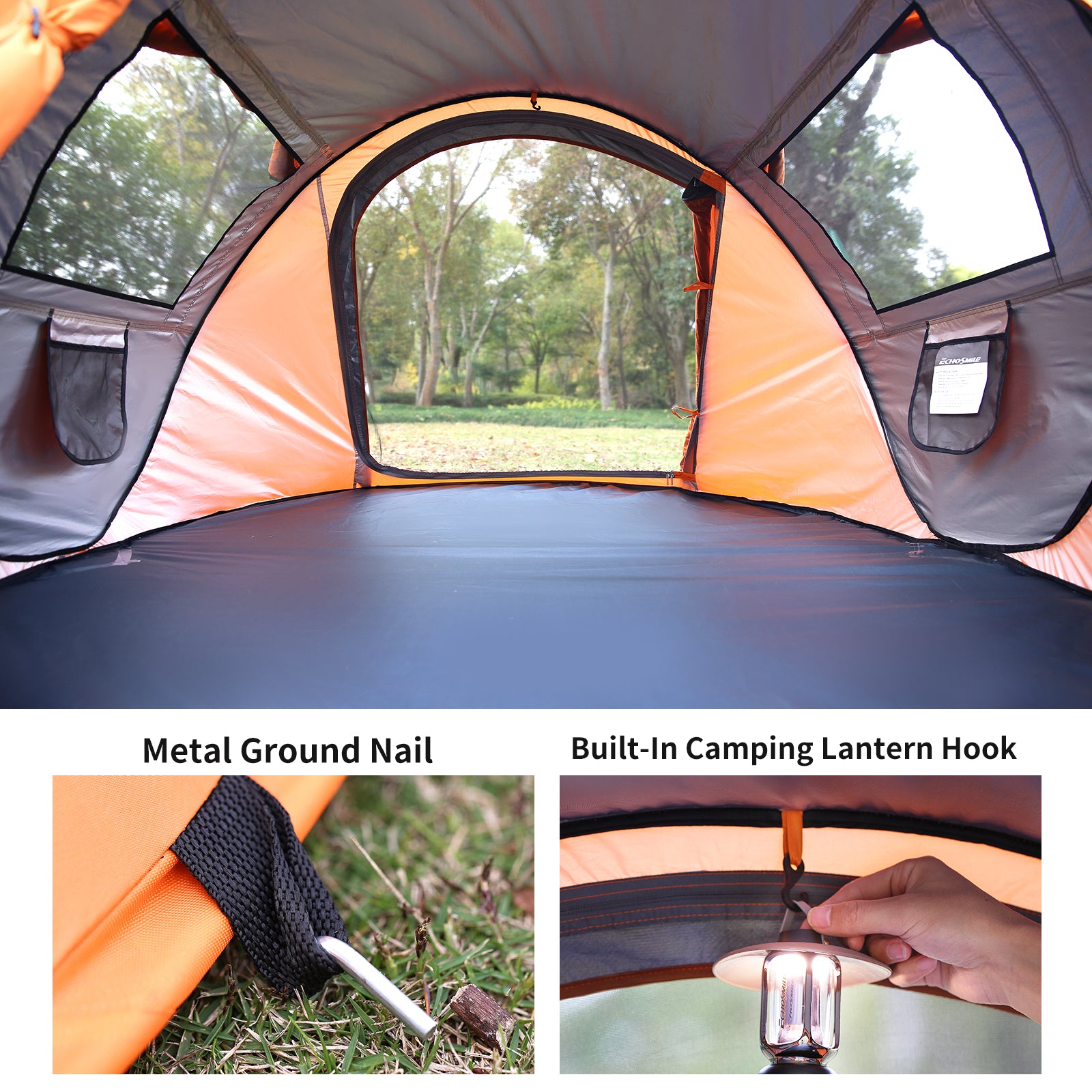 pop-up 2 person tent 2 Person Black Orange Pop Up Camping Tent Black Cream Polyethylene