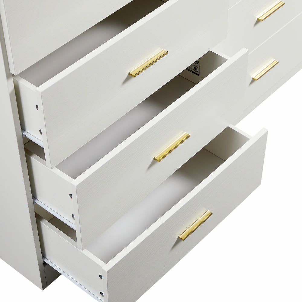 Modern White 8 Drawer Dresser For Bedroom Large Storage Wide Chest Of Drawers, Sturdy & Safe White White Primary Living Space American Design,Contemporary,Modern Melamine Engineered Wood