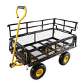 Wagon Cart Garden Cart Trucks Make It Easier To Transport Firewood Yellow Black Black Garden & Outdoor Metal