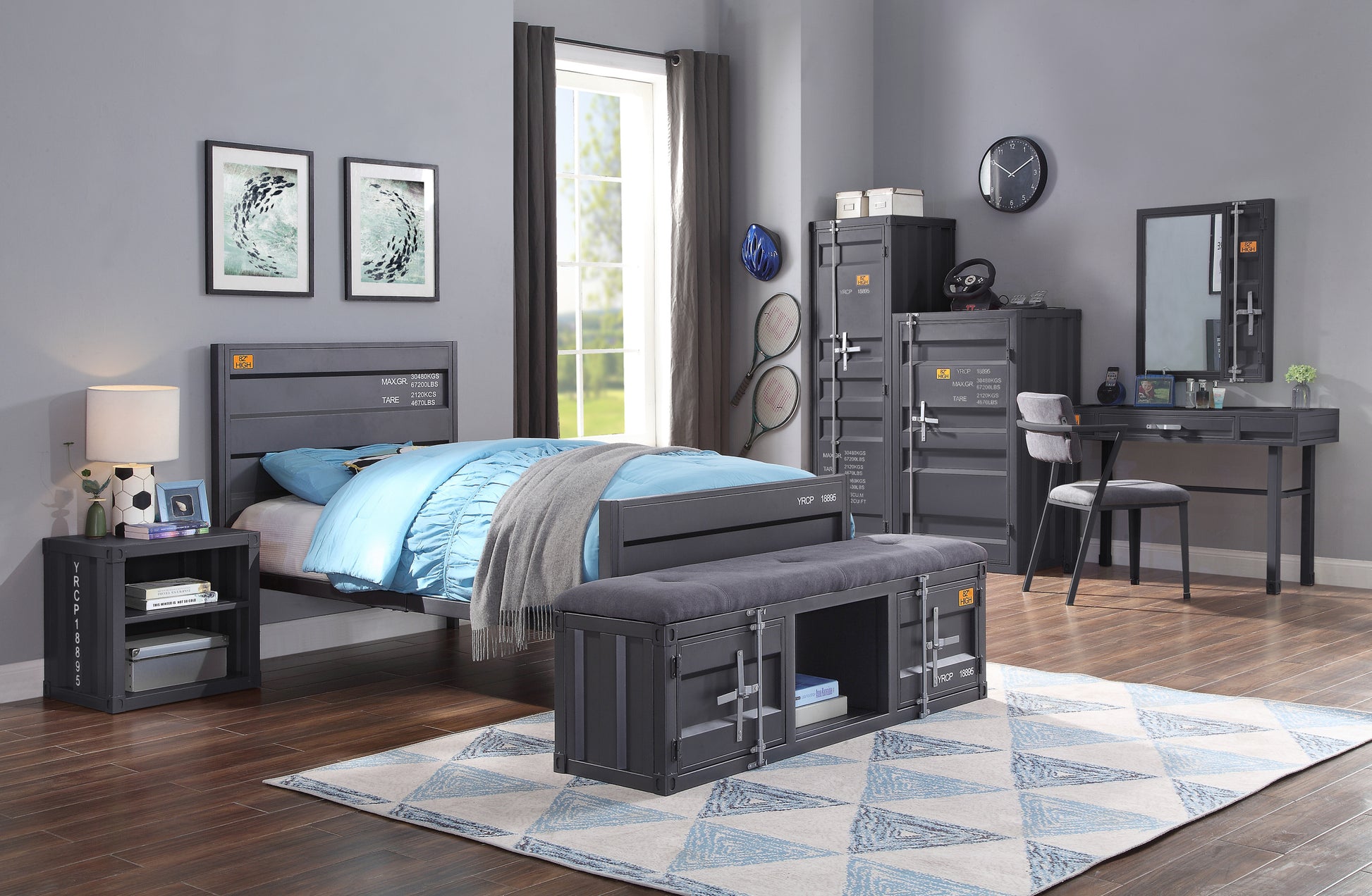 Gunmetal 1 Door Wardrobe With Container Lock Gunmetal Bedroom Iron