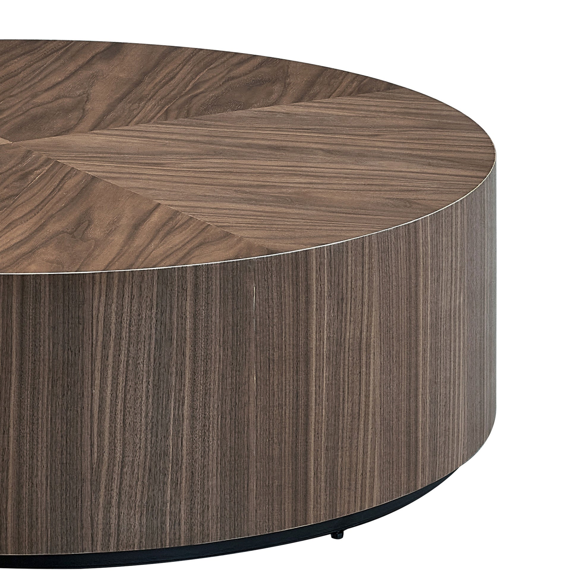 35.43 Inch Modern Round Coffee Table Mdf Coffee Table For Living Room,Drum Center Table For Apartment,No Need Assembly,Walnut Walnut Mdf