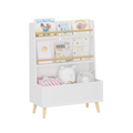 Kids Bookshelf, Book And Magazine Rack, Book Organizer, Toy Storage Cabinet Organizer, White White Mdf