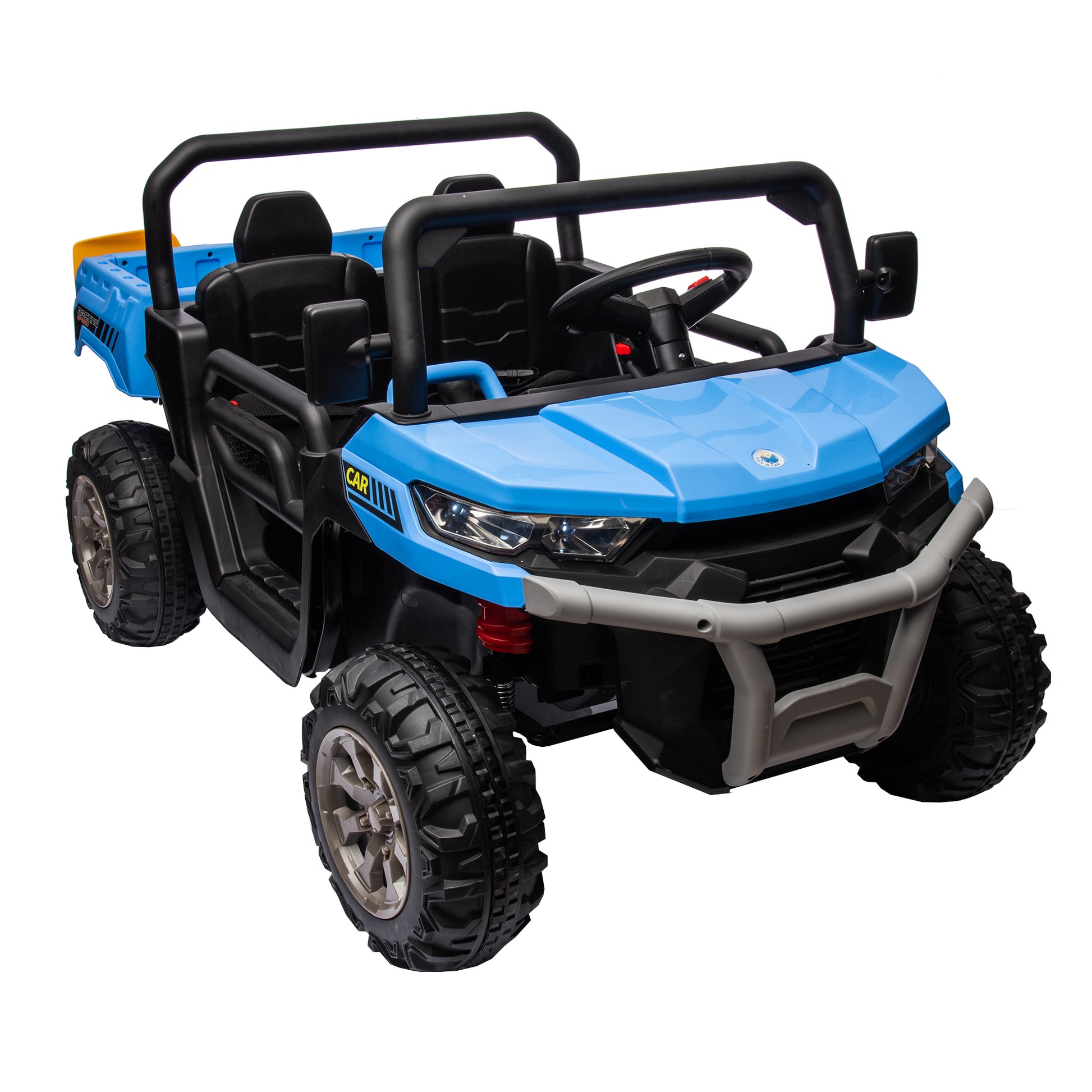 24V Ride On Truck 2 Seater Ride On Utv With 2X200W Motor Ride On Dump Truck With Dump Bed Shovel Ride On Car With Remote Control Electric Vehicle With Non Slip Tyre For Boys Girls Blue Plastic