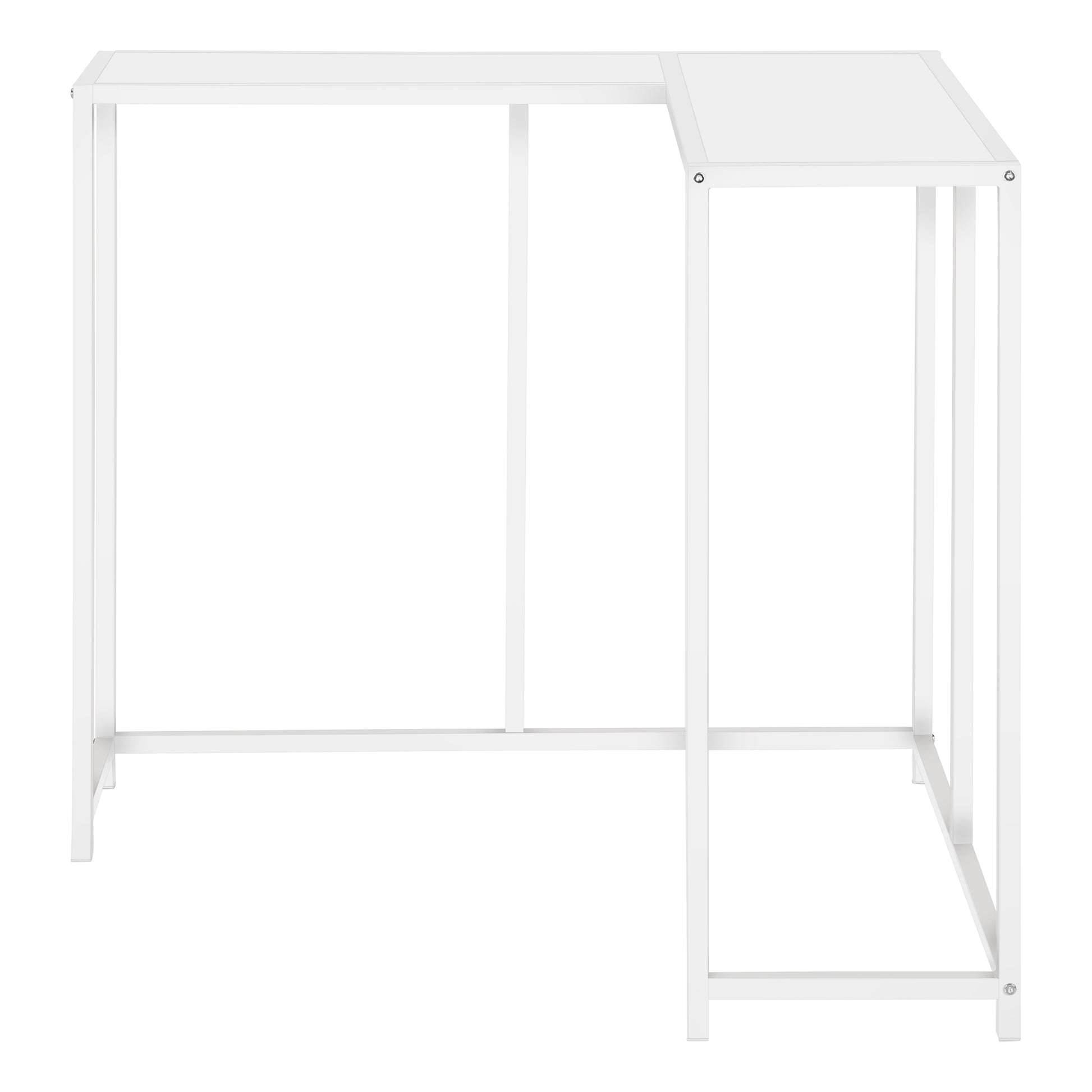 Accent Table, Console, Entryway, Narrow, Corner, Living Room, Bedroom, White Laminate, White Metal, Contemporary, Modern White Particle Board